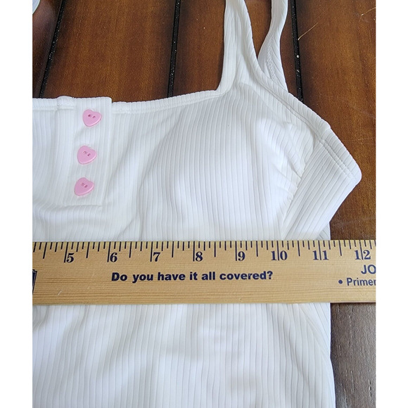 Stoney Clover Lane x Target Small (4-6) White Ribbed Henley One Piece Swimsuit - Picture 2 of 8